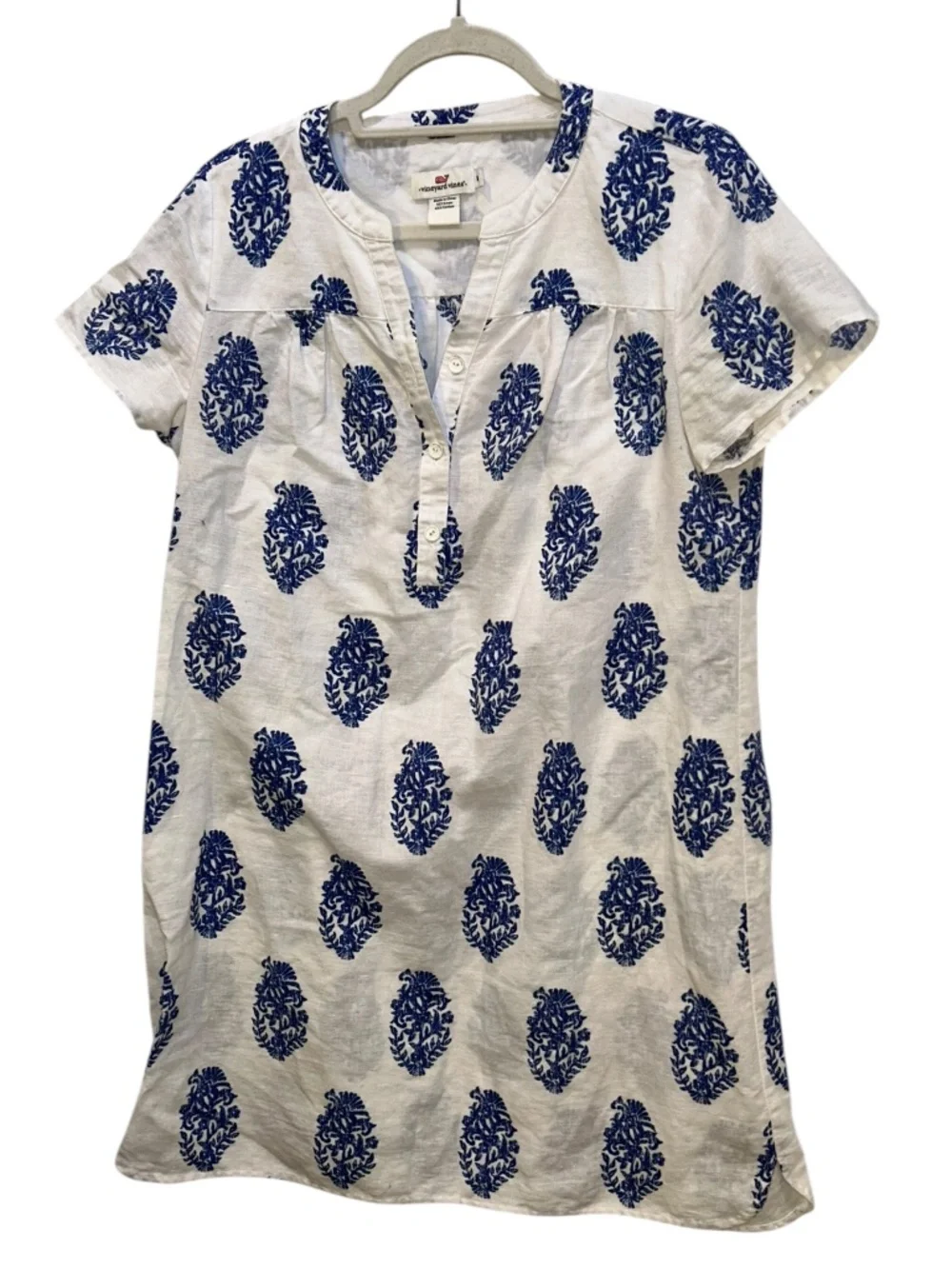 Vineyard Vines Spring Blue & white printed blossoms tunic top shirt dress S - Picture 1 of 5